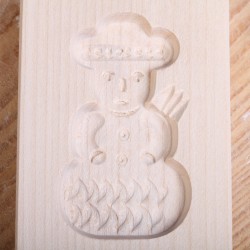 Cookie mold snowman maple wood