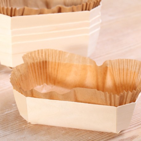 Bakeable wooden 500g basket with paper inlay