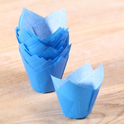 MINI Tulip muffin cups blue - Ø bodem 3.5 cm - 48 stuks