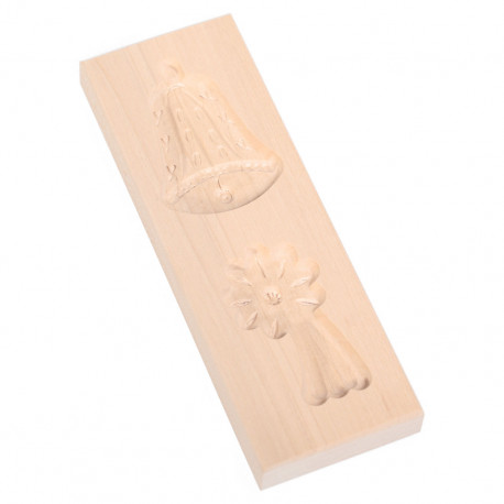 Wooden cookie mold Bell & Flower