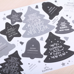 Merry Christmas gift tags Black, white, grey