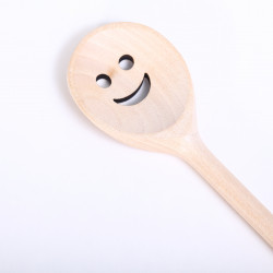 Wooden Spoon with Happy face - round
