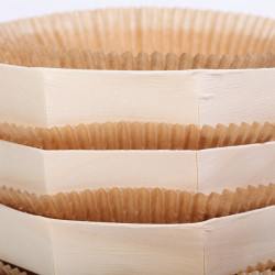 Houten bakvorm achthoek met inlegvel van bakpapier - set van 5