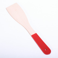 Wooden spatula with red painted grip