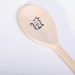 Wooden Spoon with Cat