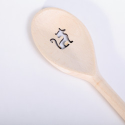 Wooden Spoon with Cat