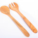 Salad server fork & spoon cherry wood