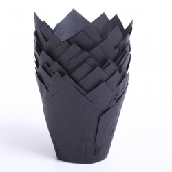 Tulip muffin cups  black - Ø bodem 5 cm - 24 stuks