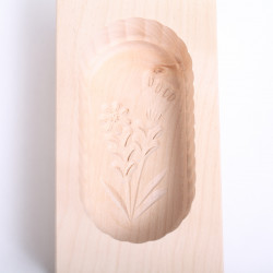 Wooden Butter mold oval with flower
