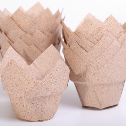 Lotus cups Cacao papier - Ø bodem 5 cm - 24 stuks