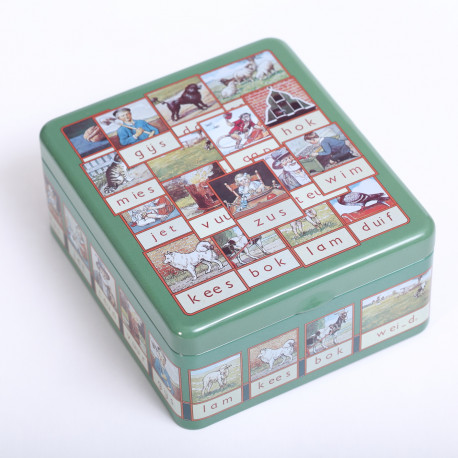 Tea caddy  'Aap, Noot, Mies' alphabet