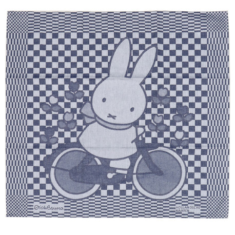 Dishcloth - artist Dick Bruna - Miffy on a bicycle