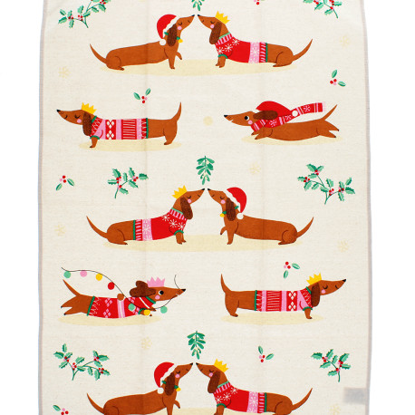 Theedoek - Festive Sausage Dog