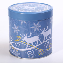 Koekblik Rendier blauw-wit-goud