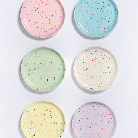 New Party  Cake Plates - Multi-color set of 6 - Handmade in Portugal