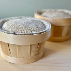 Rijsmandje van hout met linnen- 250- 500 g Rond Hoog - Favoriet Mandje