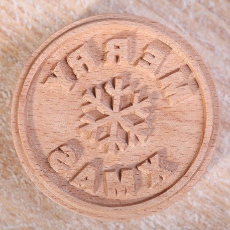 Cookie Stamp - Merry Xmas steamed beech wood