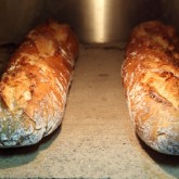 Baguettes on the stone floor of our Rofco oven