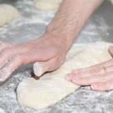 Shaping the baguettes