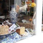 Lovely coffee pecan cake and rather stale scones at Anne of Cleves in Totnes