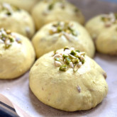 Making Easter buns with pistachio paste filling