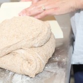 The dough also developes by stretching and folding it.