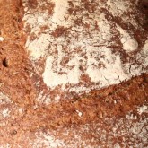 Whole wheat and rye sourdough miche.