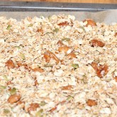 Stir in the wet ingredients and spread out on a baking sheet