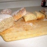 JohnWoodward- Inspired by your tips - left  to right--apple flax bran loaf,sauerkraut loaf,cinnamon prune loaf