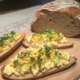 Michaela Malsbenden- First receipe from your site.I made a egg salate with cellery and pinnapple to enjoy the pain naturel