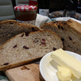 Gengwai - I made a 55% wholewheat loaf with cranberries very loosely based on your "loaf with toasted walnuts figs and prune"