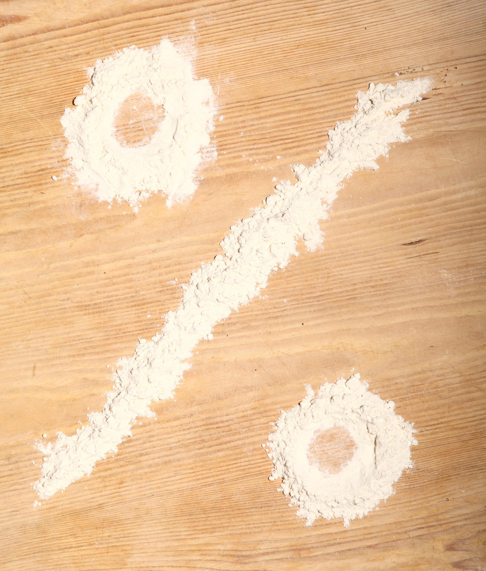 percentage sign made with bread flour